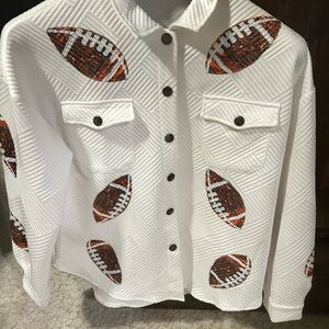 White Quilted Button-Up Shacket for Gameday! 🏈 will be here soon